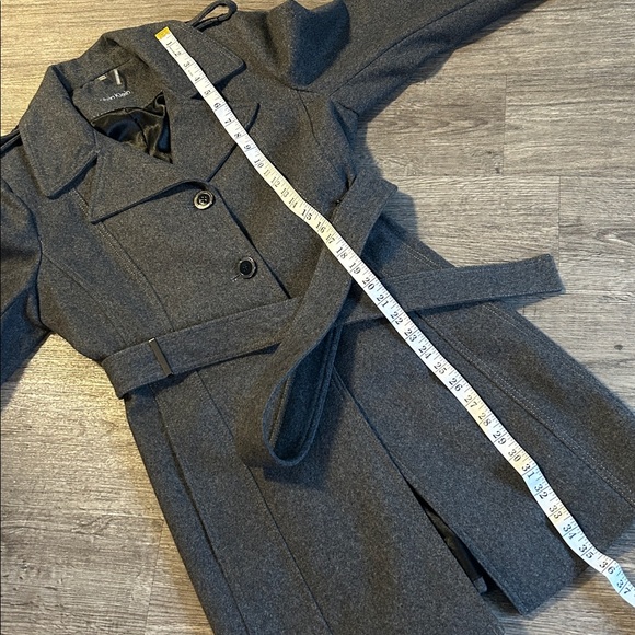 Calvin Klein Wool Blend Belted Trench Coat - Picture 14 of 14